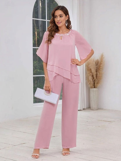 the Elegant Bride Simple Guest Mother Wedding Dress of Pantsuit FashionChic