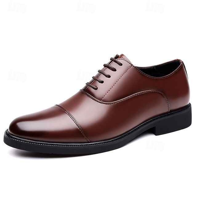 Shoes Dress Brown Oxford Design Cap-Toe Classic Men's – FashionChic