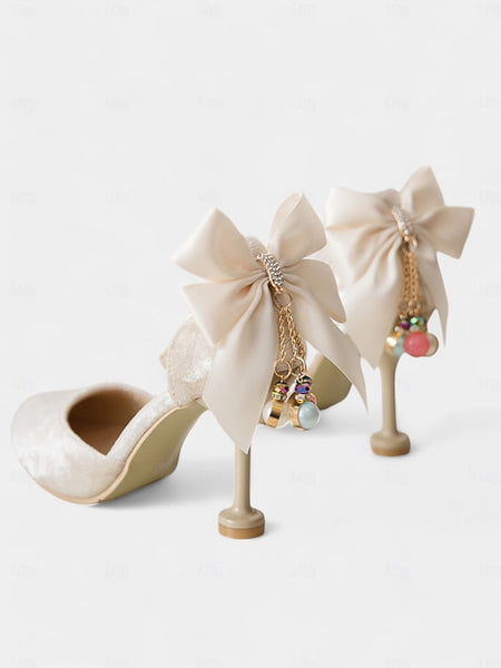 Women's and Velvet Bow Big Mary Heels with Burgundy Jane FashionChic