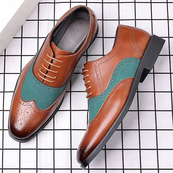 Brown – Wingtip Two-Tone Shoes Green and Men's in Oxford FashionChic