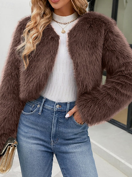 Women's Comfortable Coat Faux Winter Fur Furs Warm FashionChic