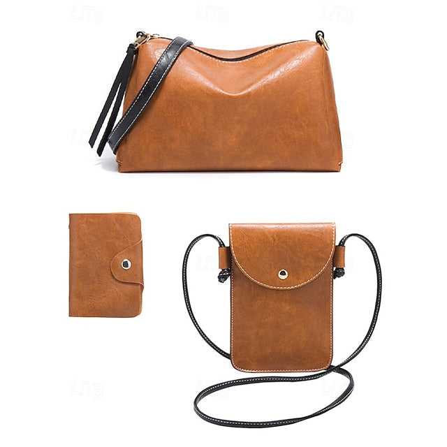 Faux Leather Shoulder 4-Piece Handbag Bag Women's – Set FashionChic