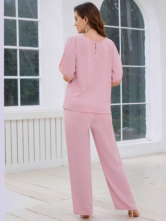the Elegant Bride Simple Guest Mother Wedding Dress of Pantsuit FashionChic