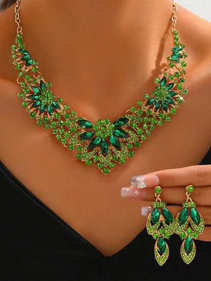 Crystal Green – Necklace Set Jewelry Elegant Statement FashionChic