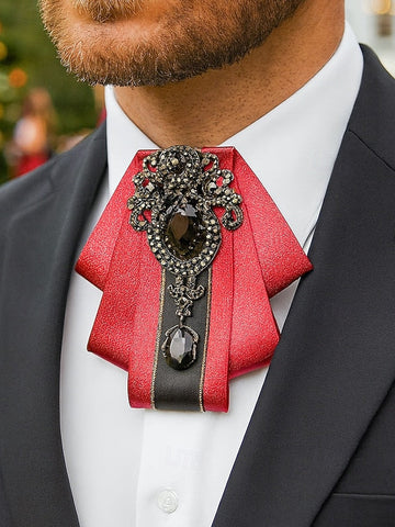 Elegant Men's Christmas Satin Bow Tie - Diamond-Accent FashionChic