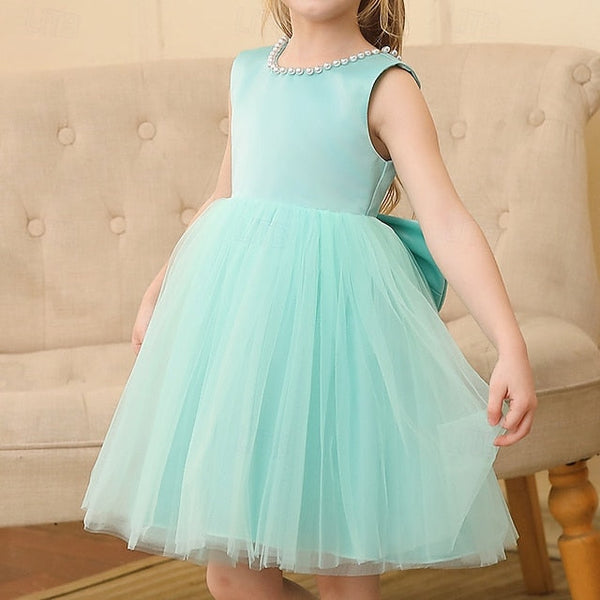 Solid Color Dress Wedding Girls' Kids Party Sleeveless FashionChic