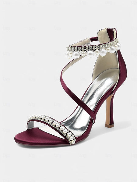 Party Satin Heels – Pointed-Toe Pink Chic Strap Ankle FashionChic