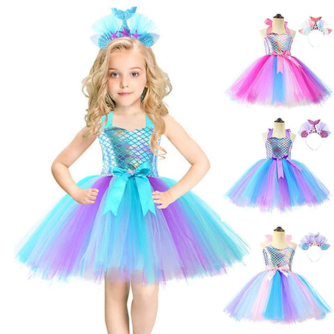 Mermaid Little Girl Flower Princess Tail Aqua Ariel FashionChic
