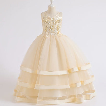 Girls' Wedding Kids Colored Party Dress Solid Sleeveless FashionChic