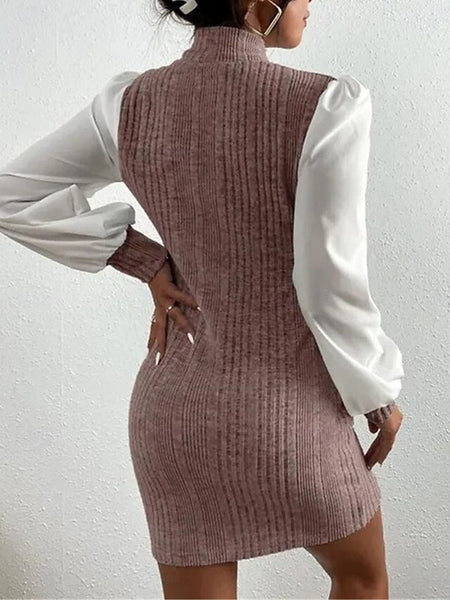 Women's Casual Dress Mini Dress Patchwork Casual Stand
