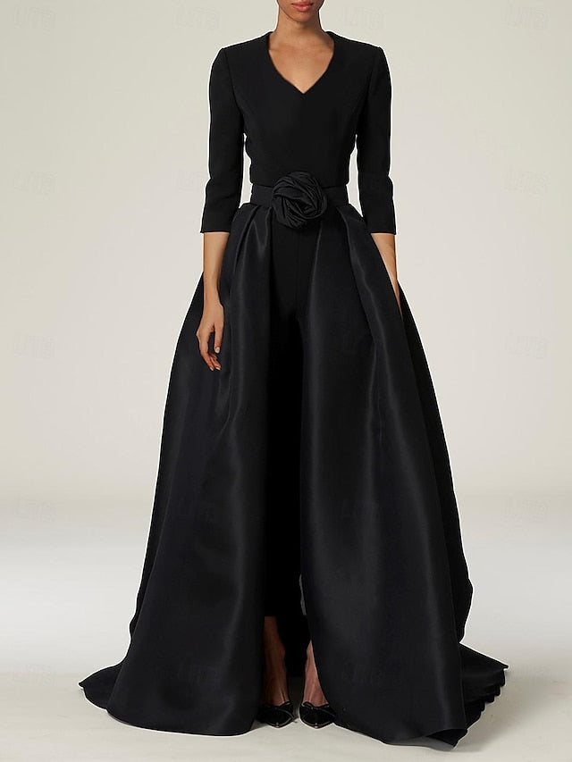 Simple the Elegant Mother Bride With Jumpsuit of Overskirt Dress FashionChic