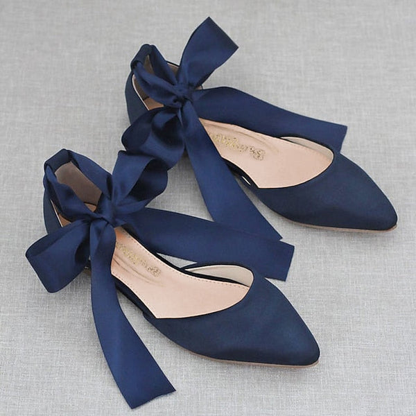 Women's Ribbon Comfortable Satin – Flats Tie Ballet FashionChic