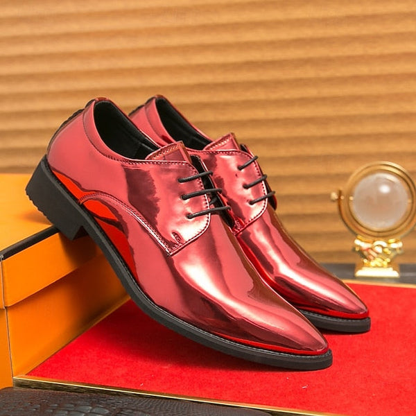 for Formal Green Glossy Men Lace-Up Shoes Patent Leather – FashionChic