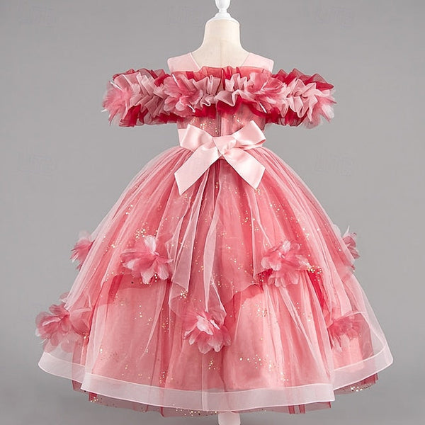 Special Girls' Flower Wedding Party Short Sleeve Dress Kids FashionChic