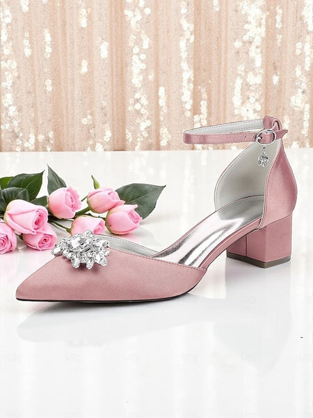 with Block Shoes Satin Burgundy Wedding Women's Heel FashionChic