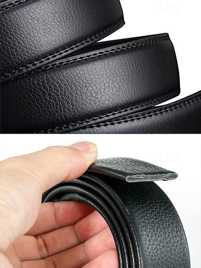 Metal Black with Leather Elegant Adjustable Belt Men's FashionChic