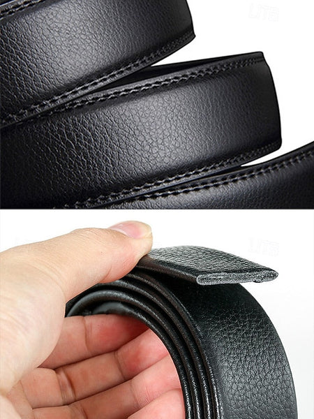 Metal Black with Leather Elegant Adjustable Belt Men's FashionChic