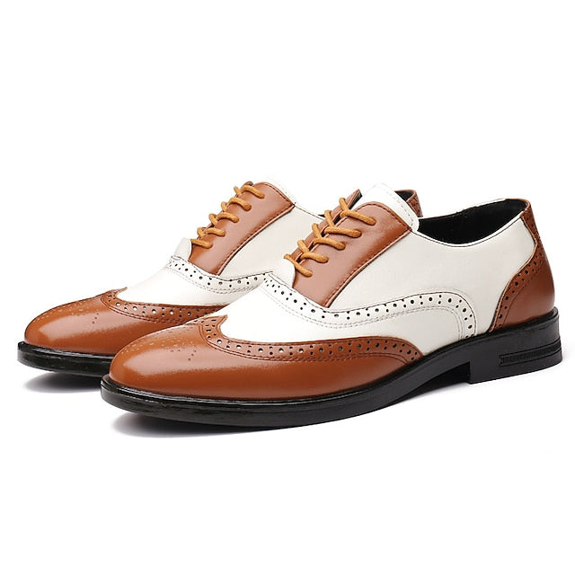 and White Shoes Men's Burgundy Wingtip Oxford Brogue FashionChic