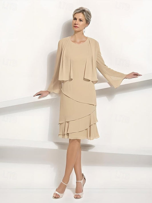 Two the A-Line Bride Piece Mother of Dress Elegant Jacket FashionChic