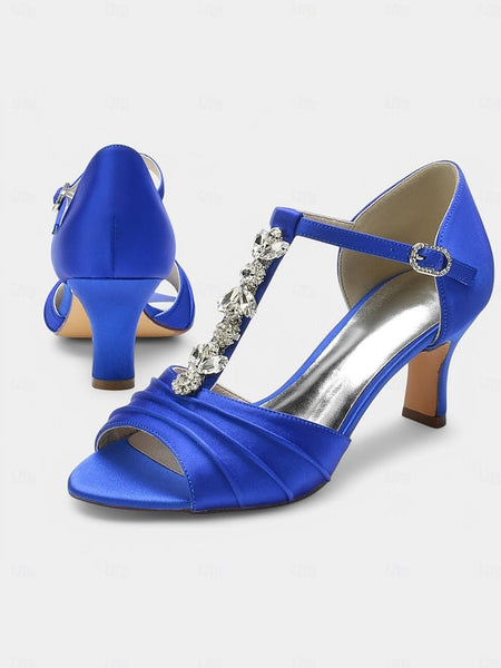 Satin Detail Open-Toe with White – Heels Bridal Crystal FashionChic