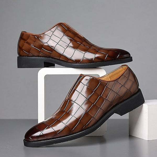 Shoes Pattern Men's Burgundy – Dress Crocodile Slip-On FashionChic