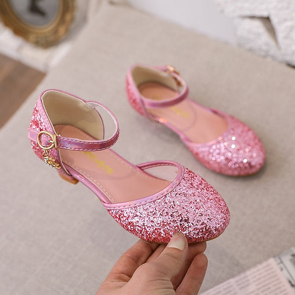 Little Princess Girls' Heels Glitters Party Rubber PU Shoes FashionChic