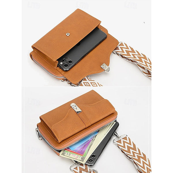 Crossbody Faux Women's Geometric Bag Pattern with Leather FashionChic