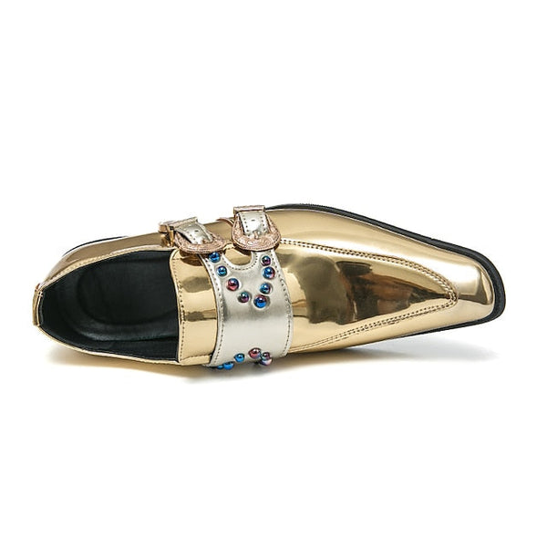 – Metallic Buckle Dress Men's Shoes Pink Fashion Loafers FashionChic