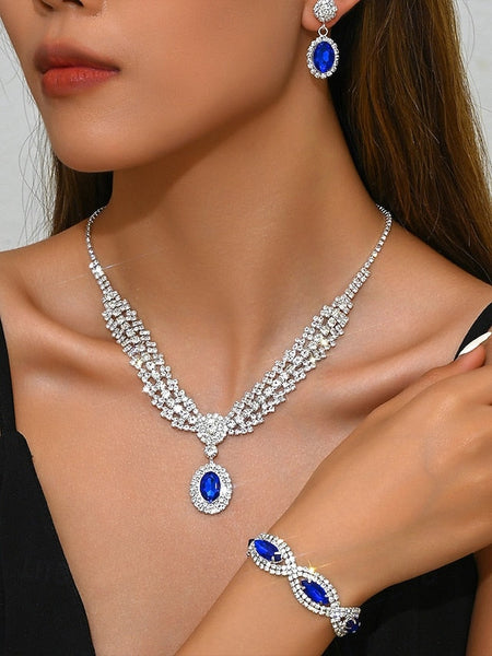 – Jewelry Luxury Set Green Women for Crystal Necklace Elegant FashionChic