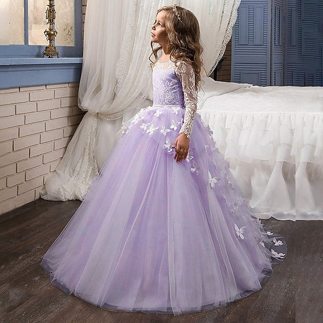 Color Kids Party First Dress Solid Communion Girls' FashionChic