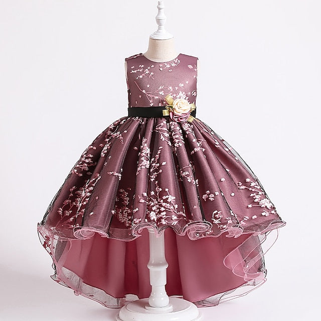 Sleeveless Floral Girls' Kids Solid Dress Wedding Colored FashionChic