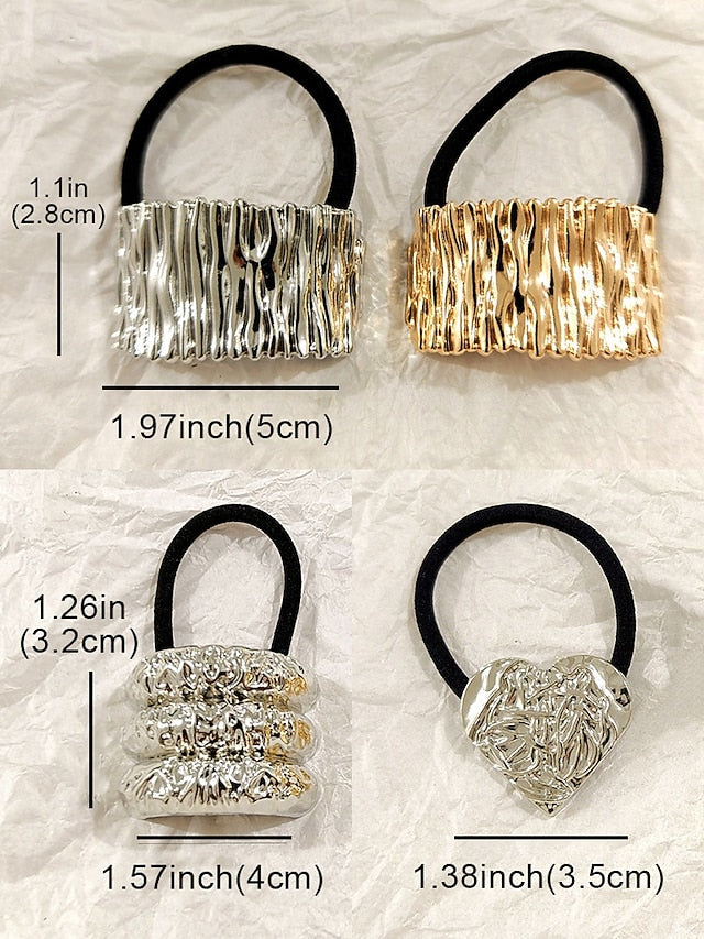 Gold Scrunchies Hair - Tone Elastic with Band Women's FashionChic