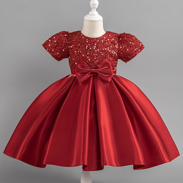 Party Sequin Dress Wedding Short Girls' Toddler Sleeve FashionChic