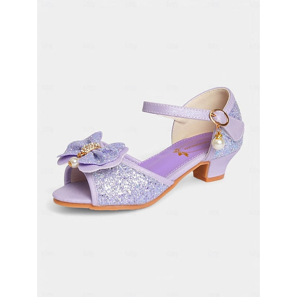 Pearl Purple Accent Sandals Glitter Bow Girls' with FashionChic