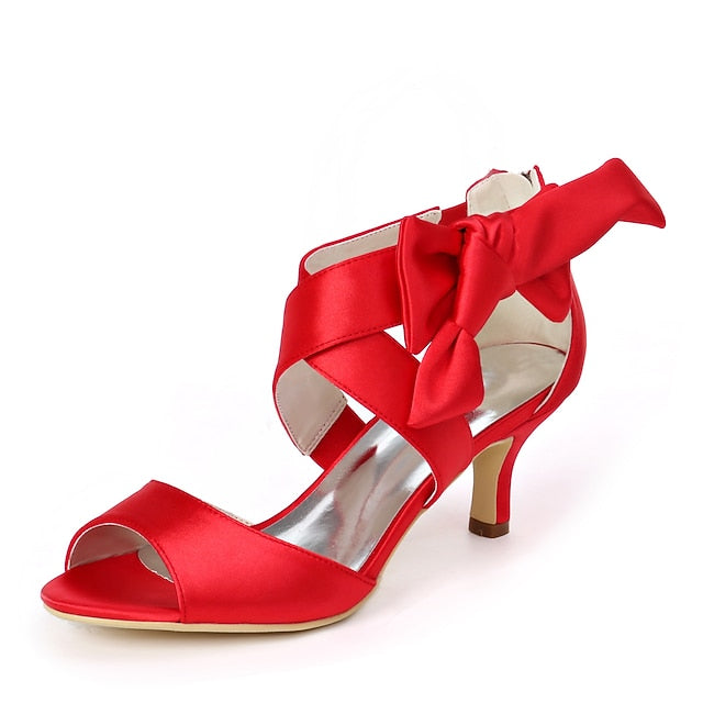 Heel Women's Bowknot Shoes Open Wedding Bridal Kitten FashionChic