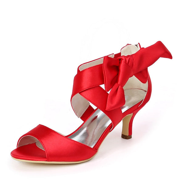 Bowknot Shoes Kitten Bridal Open Wedding Heel Women's FashionChic