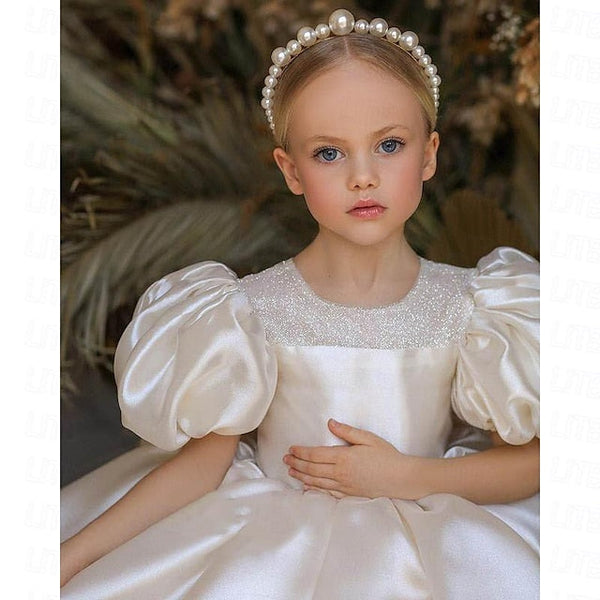 Girl Long Color Girls' Dress Solid Flower Party Kids FashionChic