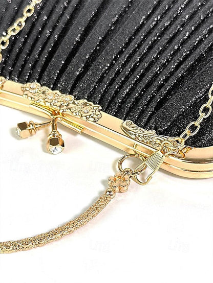 with Pleated Glitter Women's Vintage Clutch Evening Purse FashionChic