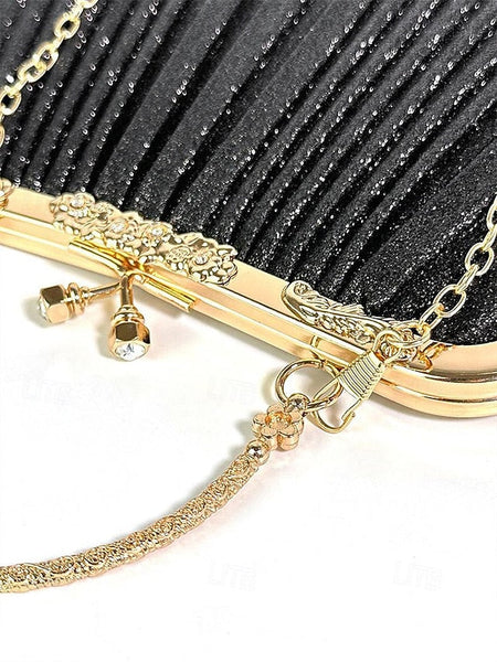 with Pleated Glitter Women's Vintage Clutch Evening Purse FashionChic