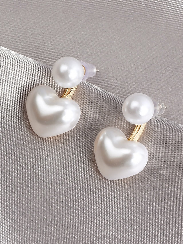 Pearl Heart-Shaped Romantic Earrings Minimalist – Drop Elegant FashionChic