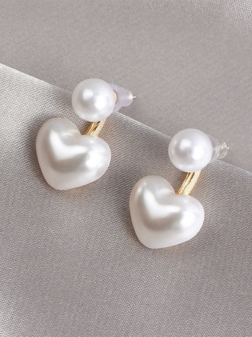 Pearl Heart-Shaped Romantic Earrings Minimalist – Drop Elegant FashionChic