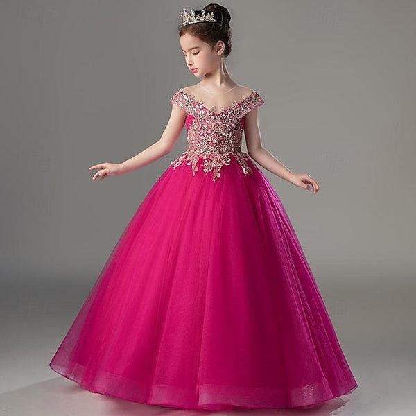 Girls' Short Kids Sleeve Color Solid Dress Party FashionChic