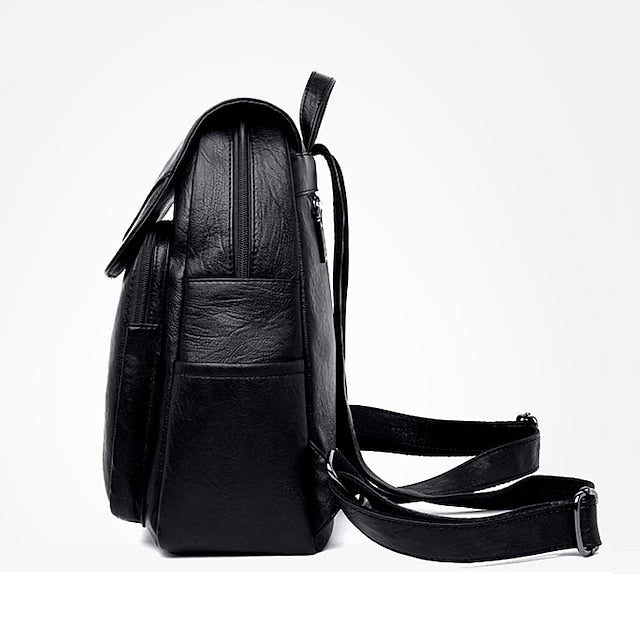 Faux Backpack Leather with Women's Burgundy Flap Closure FashionChic