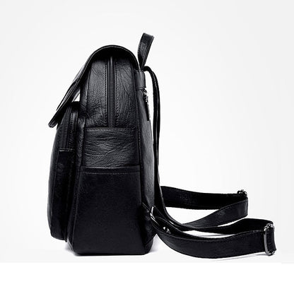 Faux Backpack Leather with Women's Burgundy Flap Closure FashionChic