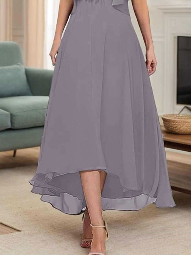 A-Line Mother of Neck Bride Simple the Dress V Elegant FashionChic