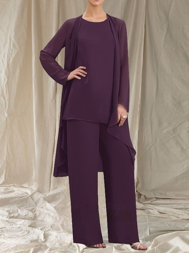 Pantsuit of Mother Piece Guest 3 Bride Elegant Wedding the Dress FashionChic