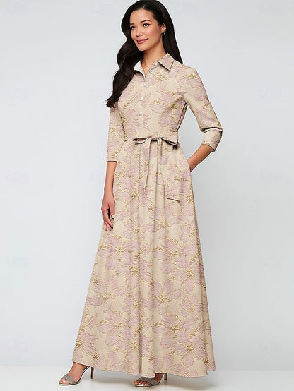 Elegant Evening A-Line Brocade Gown Dress Jacquard Formal FashionChic