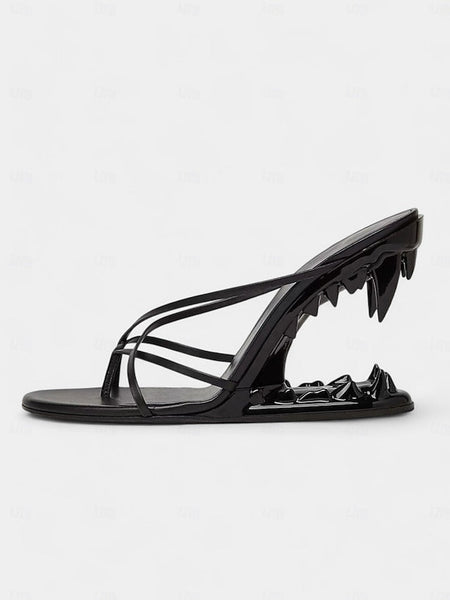 Flat with Metallic Sandals Sculpted Heel Unique - Design Gold FashionChic