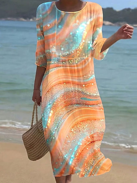 Women's Maxi Dress Linen Like Breathable Lightweight Kaftan FashionChic