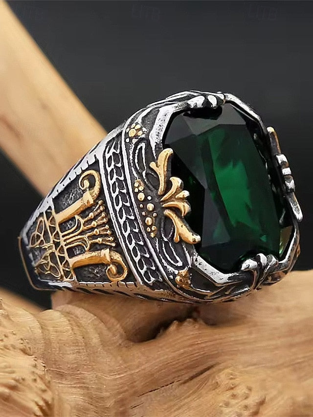Men's Ring Alloy Gemstone FashionChic